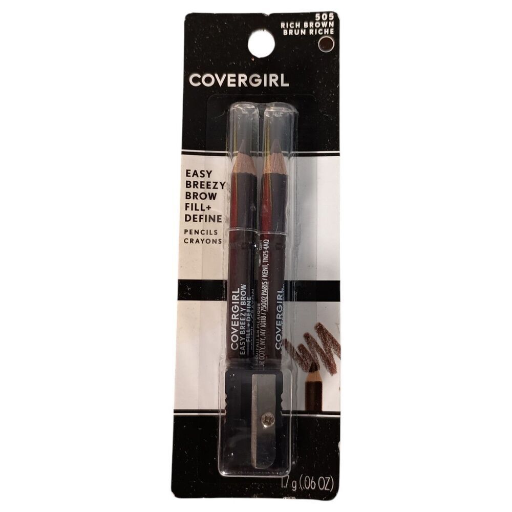 Covergirl Easy Breezy Brow Fill+Define Pencil Crayon 505 Rich Brown 2 Pack